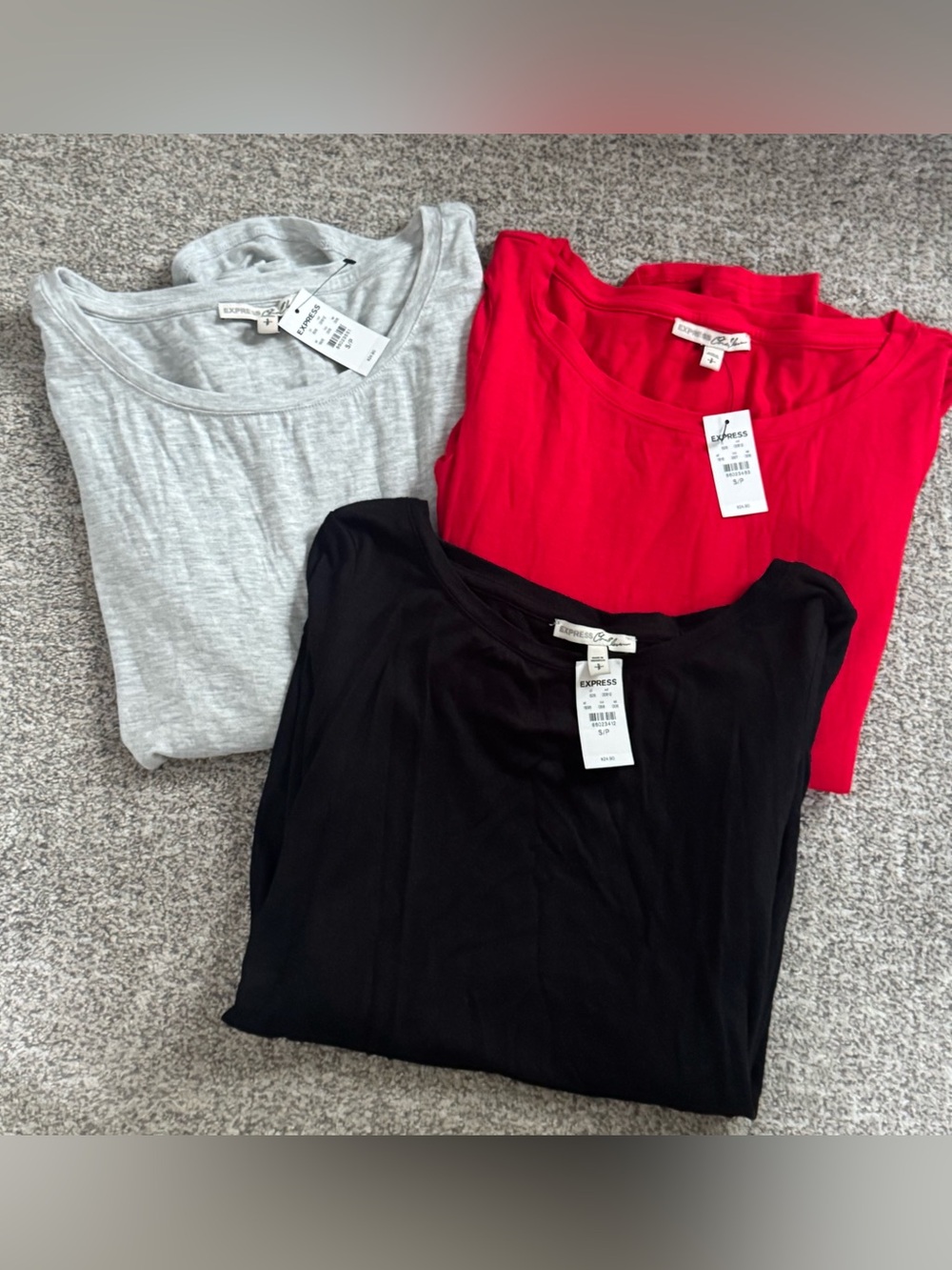 Express Women's LS wrap flap back soft Tee - Red, Black, Gray NWT SZ S